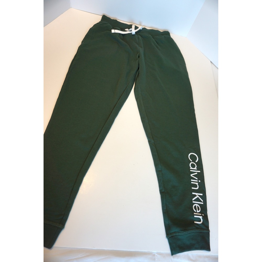 Calvin Klein Sleepwear Mens Small‎ Green Logo Joggers Lounge Pants QP3427S